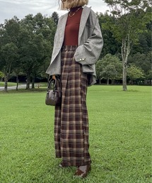 【hada_meguuu select】チェック柄ワイドパンツ