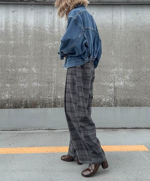 CURA CLOSET(キュラ クローゼット)の「【hada_meguuu select】チェック柄ワイドパンツ(その他パンツ・レディース・ブラウン/ブルーグレー/グレー・M/L)」の8枚目の写真