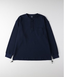 Right-on（ライトオン）の「【BACK NUMBER】ドライタッチ ワッフル ヘンリー ロングスリーブTシャツ (ヘンリーネック/ワッフル/ドライタッチ/通気性/軽量/ロンT/長袖Tシャツ/ドローコード/リラックスシルエット/ビジネスカジュアル)（Tシャツ/カットソー）」