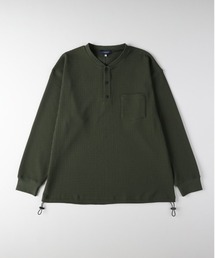BACK NUMBER（バックナンバー）の「【BACK NUMBER】ドライタッチ ワッフル ヘンリー ロングスリーブTシャツ (ヘンリーネック/ワッフル/ドライタッチ/通気性/軽量/ロンT/長袖Tシャツ/ドローコード/リラックスシルエット/ビジネスカジュアル)（Tシャツ/カットソー）」