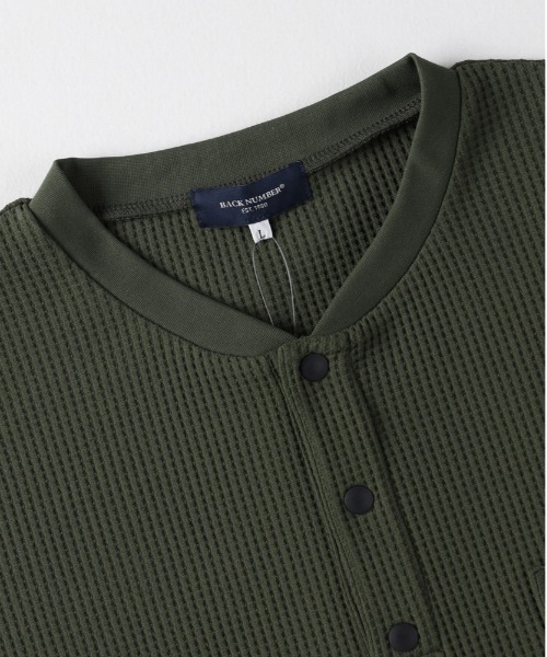 BACK NUMBER（バックナンバー）の「【BACK NUMBER】ドライタッチ ワッフル ヘンリー ロングスリーブTシャツ (ヘンリーネック/ワッフル/ドライタッチ/通気性/軽量/ロンT/長袖Tシャツ/ドローコード/リラックスシルエット/ビジネスカジュアル)（Tシャツ/カットソー・メンズ・ネイビー/オリーブ/ブラック・XL/L/M）」の5枚目の写真
