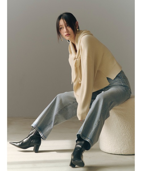 セール】ウォッシャブルカシミヤシルクボートネックニット