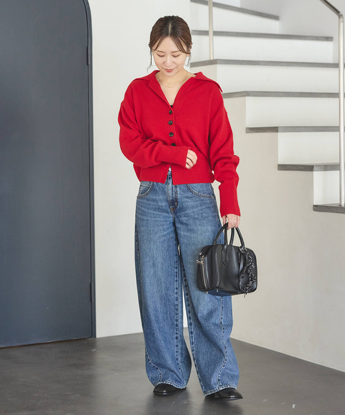 JOURNAL STANDARD(ジャーナルスタンダード)の「《追加2》MUSICオープンカラーカーディガン(カーディガン/ボレロ・レディース・チャコールグレー/ブラック/ホワイト/レッド/ブルー・FREE)」の9枚目の写真