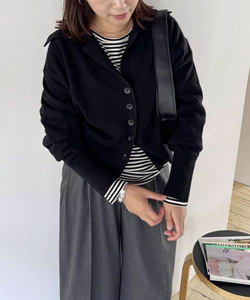 JOURNAL STANDARD(ジャーナルスタンダード)の「《追加2》MUSICオープンカラーカーディガン(カーディガン/ボレロ・レディース・チャコールグレー/ブラック/ホワイト/レッド/ブルー・FREE)」の12枚目の写真