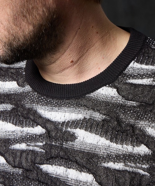 HIDEAWAYS NICOLE（ハイダウェイニコル）の「カモフラブリスタージャカードクルーネックニット（ニット/セーター・メンズ・ホワイト×ライトグレー/ブラック×グレー/ブラック×ホワイト・MEDIUM/LARGE/X-LARGE）」の11枚目の写真