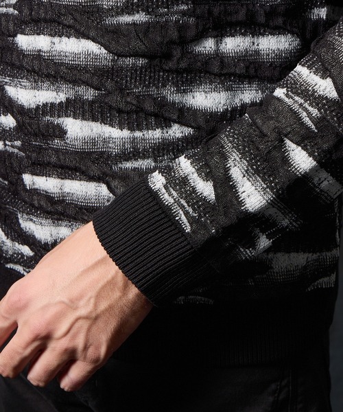 HIDEAWAYS NICOLE（ハイダウェイニコル）の「カモフラブリスタージャカードクルーネックニット（ニット/セーター・メンズ・ホワイト×ライトグレー/ブラック×グレー/ブラック×ホワイト・MEDIUM/LARGE/X-LARGE）」の12枚目の写真