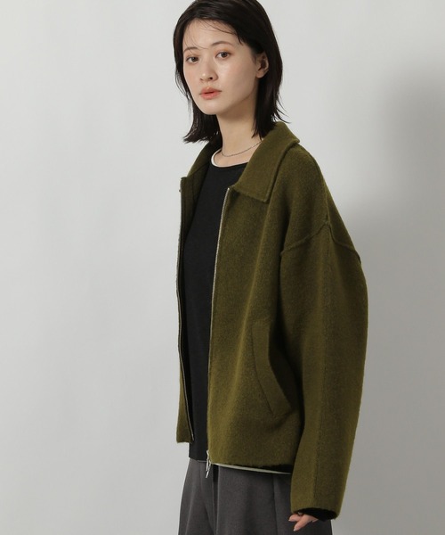 セール】襟付きZIPニットブルゾン / 588624（ブルゾン）｜LAKOLE
