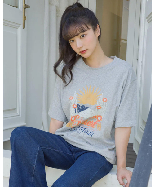 muahmuah（ムーアムーア）の「サンセットグラフィック半袖Tシャツ[3色]（Tシャツ/カットソー・レディース・ブラック/ホワイト/グレー・FREE）」の7枚目の写真