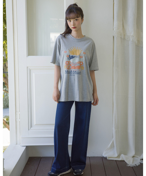 muahmuah（ムーアムーア）の「サンセットグラフィック半袖Tシャツ[3色]（Tシャツ/カットソー・レディース・ブラック/ホワイト/グレー・FREE）」の4枚目の写真