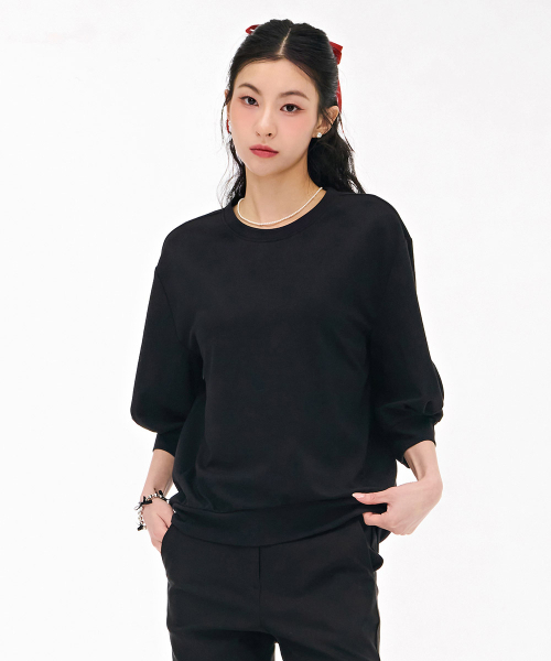 CHASECULT(チェイスカルト)の「レディース 袖変形 7部Tシャツ-ブラック(Tシャツ/カットソー・レディース・ブラック・85/90)」の1枚目の写真