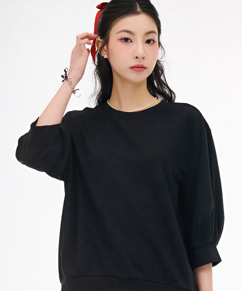 CHASECULT(チェイスカルト)の「レディース 袖変形 7部Tシャツ-ブラック(Tシャツ/カットソー・レディース・ブラック・85/90)」の5枚目の写真