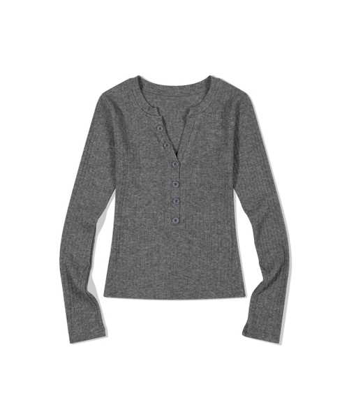 MOAA（モア）の「Henley Rib Knit Top (GRAY)（ニット/セーター・レディース・その他・SMALL/MEDIUM）」の2枚目の写真