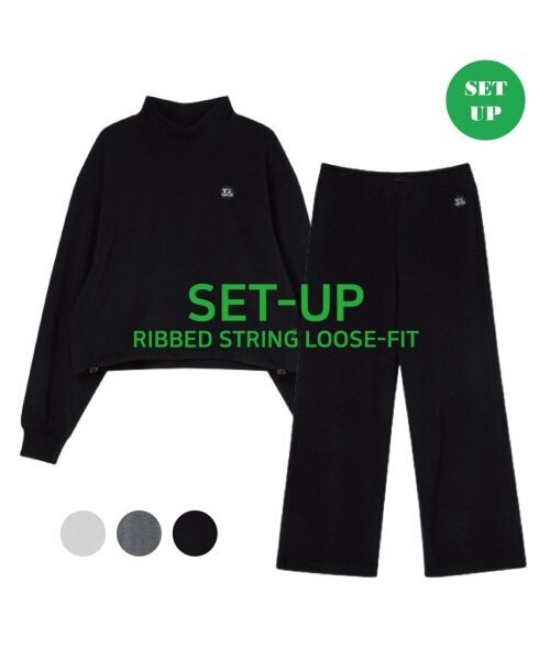 Ribbed string sweat set-up [black]（スウェット）｜THE GREEN LAB（ザグリーンラボ）のファッション ...
