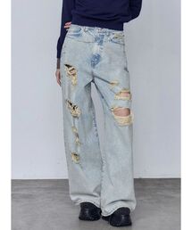 EMODA | バルキーワイドハイウエストクラッシュジーンズ(デニムパンツ)