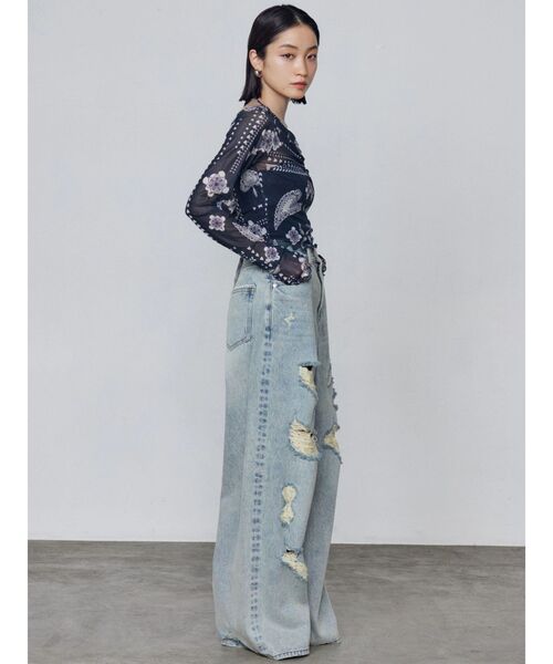 EMODA(エモダ)の「バルキーワイドハイウエストクラッシュジーンズ(デニムパンツ・レディース・ライトブルー/インディゴブルー・X-SMALL/SMALL/MEDIUM)」の17枚目の写真