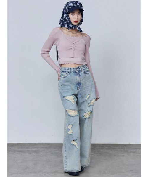 EMODA(エモダ)の「バルキーワイドハイウエストクラッシュジーンズ(デニムパンツ・レディース・ライトブルー/インディゴブルー・X-SMALL/SMALL/MEDIUM)」の20枚目の写真