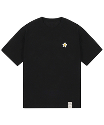[ユニセックス]ペインティングスモールフラワードット半袖Tシャツ_ブラック