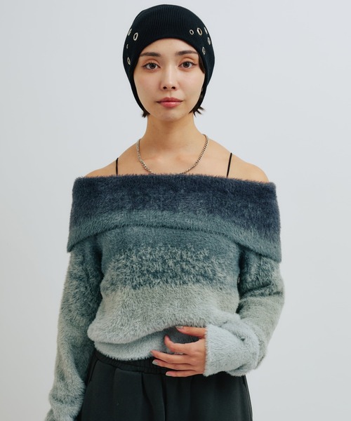 atmos pink(アトモスピンク)の「atmos pink Off Shoulder Knit Tops / アトモス ピンク オフ ショルダー ニット トップス(ニット/セーター・レディース・グレー/ブルー/ピンク・FREE)」の22枚目の写真