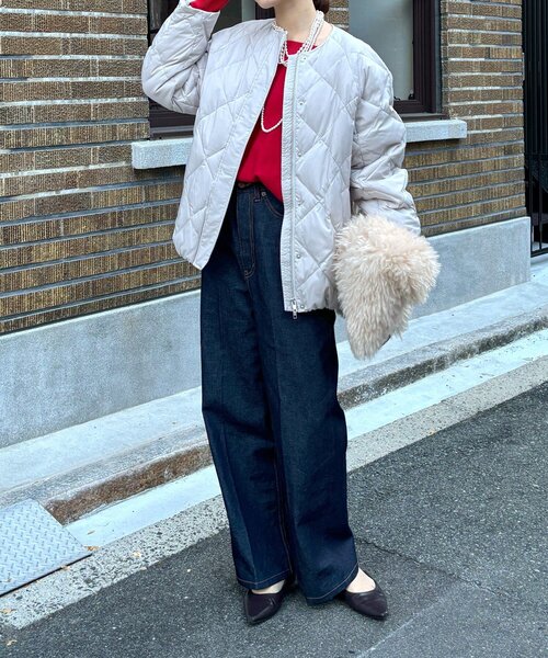 DouDou（ドゥドゥ）の「ストレッチタフタ袖リブショートダウン（その他アウター・レディース・ブラック/ベージュ/グレー/チャコールグレー・FREE）」の15枚目の写真