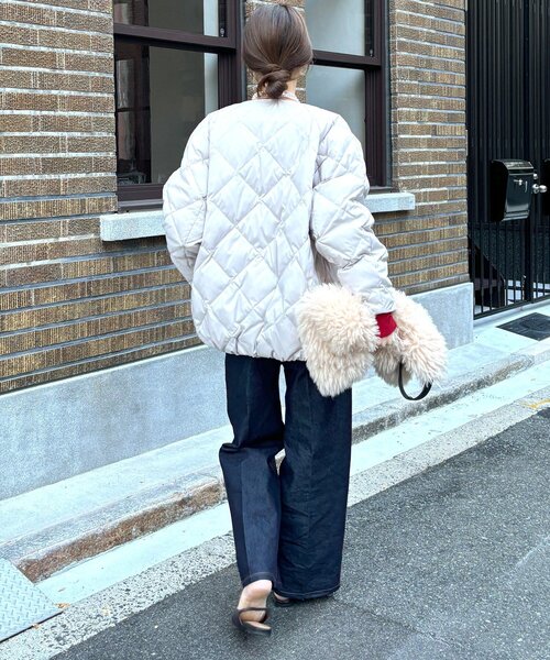 DouDou（ドゥドゥ）の「ストレッチタフタ袖リブショートダウン（その他アウター・レディース・ブラック/ベージュ/グレー/チャコールグレー・FREE）」の18枚目の写真