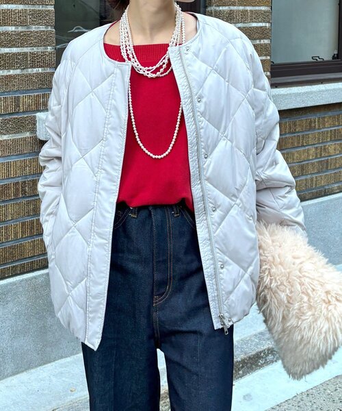 DouDou（ドゥドゥ）の「ストレッチタフタ袖リブショートダウン（その他アウター・レディース・ブラック/ベージュ/グレー/チャコールグレー・FREE）」の21枚目の写真