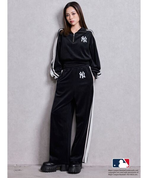 MLB（メジャーリーグベースボール）の「GYDA［MLB］2ラインハーフZIPショートトップス（Tシャツ/カットソー・レディース・ブラック/オフホワイト/ブラウン・FREE）」の10枚目の写真