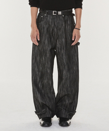Hem button wide denim pants (raw black)