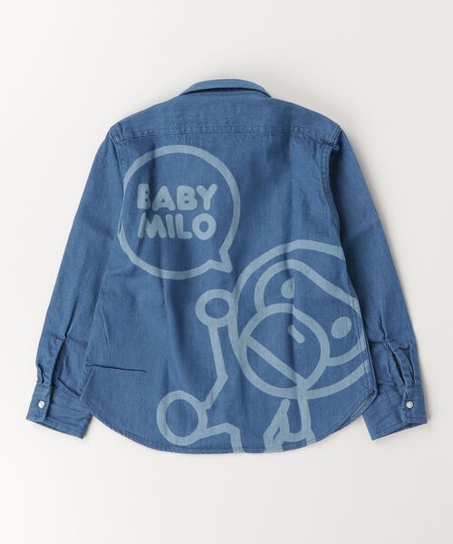 A BATHING APE（アベイシングエイプ）の「BABY MILO 8 OZ DENIM SHIRT（シャツ/ブラウス・キッズ・インディゴブルー/ブラック・110/130/140/120）」の9枚目の写真