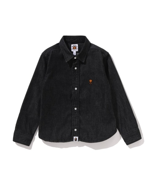 A BATHING APE（アベイシングエイプ）の「BABY MILO 8 OZ DENIM SHIRT（シャツ/ブラウス・キッズ・インディゴブルー/ブラック・110/130/140/120）」の2枚目の写真