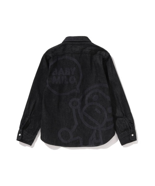A BATHING APE（アベイシングエイプ）の「BABY MILO 8 OZ DENIM SHIRT（シャツ/ブラウス・キッズ・インディゴブルー/ブラック・110/130/140/120）」の3枚目の写真