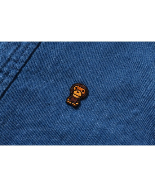 A BATHING APE（アベイシングエイプ）の「BABY MILO 8 OZ DENIM SHIRT（シャツ/ブラウス・キッズ・インディゴブルー/ブラック・110/130/140/120）」の6枚目の写真