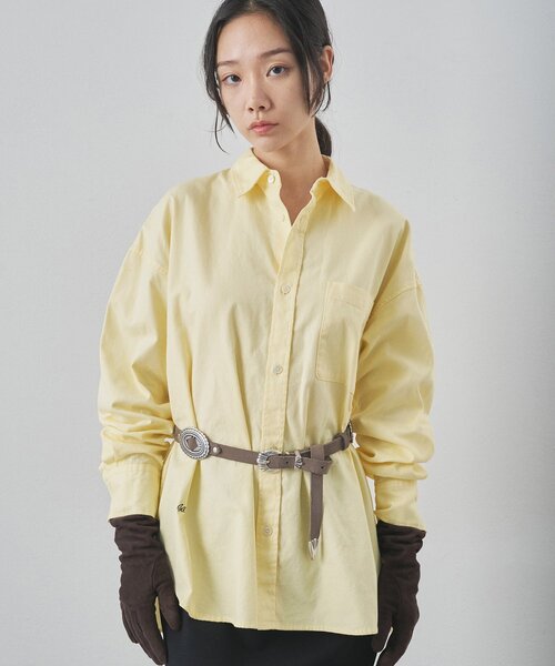 Whim Gazette(ウィムガゼット)の「刺繍オックスフォードシャツ(シャツ/ブラウス・レディース・グレー/オフホワイト/サックスブルー/イエロー・FREE)」の4枚目の写真