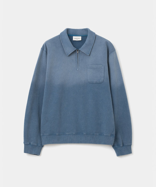 UNIFORM BRIDGE(ユニフォームブリッジ)の「half zip-up pocket sweatshirt blue(スウェット・メンズ・その他・MEDIUM/LARGE/X-LARGE/XX-LARGE)」の1枚目の写真