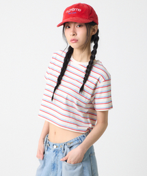 ストライプクロップTシャツホワイト
