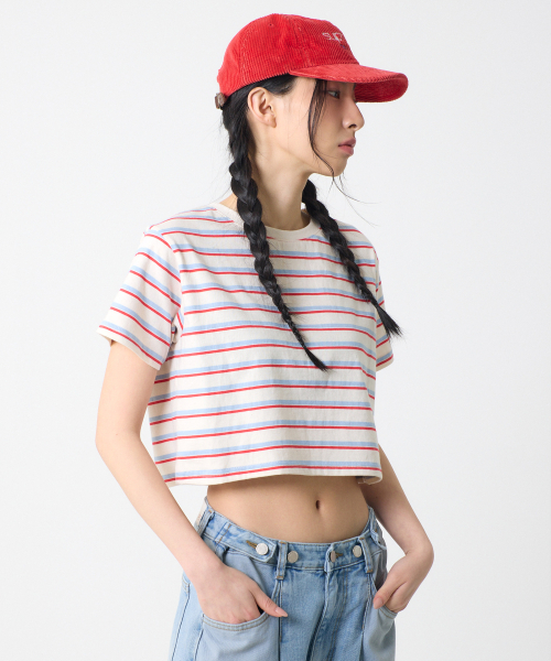 UNKNOWN PLANET（アンノウンプラネット）の「ストライプクロップTシャツホワイト（Tシャツ/カットソー・レディース・その他・FREE）」の7枚目の写真