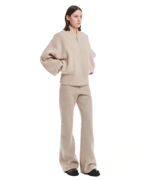 TRUNK PROJECT（トランクプロジェクト）の「Beige Bomber Zip-Up Knit Cardigan（カーディガン/ボレロ・レディース・ベージュ・SMALL/X-SMALL）」の3枚目の写真