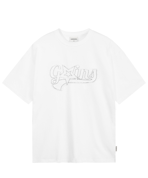 GAINSBORO(ゲインズボロ)の「スターロゴデニムアプリケTシャツ_ホワイト(Tシャツ/カットソー・レディース・その他・X-SMALL/LARGE/MEDIUM)」の2枚目の写真