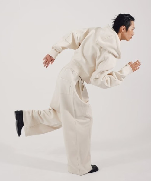 CS】cropped double zip hoodie (ivory) / 【シーエス】クロップド