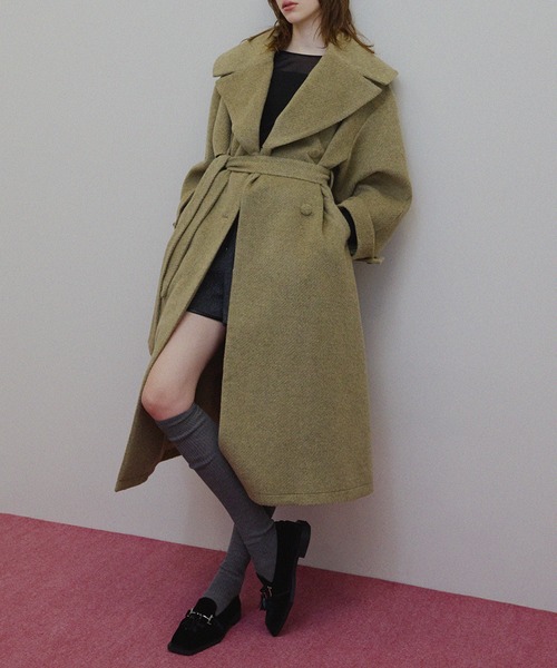 ジャケット・アウター Ameri UNDBIGROUNDCOLLAR WOOL LONGCOAT UND BIG ROUND COLLAR WOOL LONG COAT（チェスターコート）｜Ameri