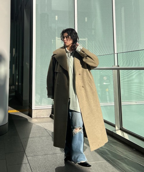 Ameri(アメリ)の「UND BIG ROUND COLLAR WOOL LONG COAT(チェスターコート・レディース・オリーブ/スミクロ・MEDIUM/SMALL)」の20枚目の写真