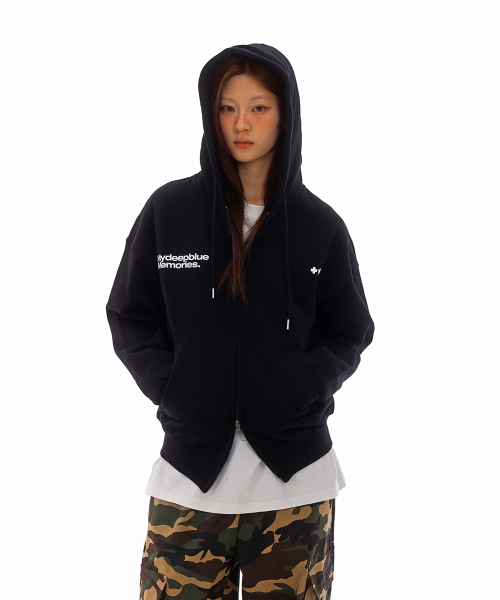 zp) MM SYMBOL LOGO 2WAY ZIP-UP (BLACK)（パーカー