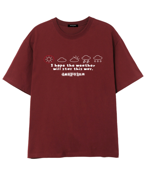 OUSE(オウズ)の「ウェザーエモティコン オーバーサイズ 半袖Tシャツ (DS010) ワイン(Tシャツ/カットソー・レディース・その他・SMALL/MEDIUM/LARGE/X-LARGE/XX-LARGE)」の1枚目の写真