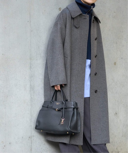 JOURNAL STANDARD（ジャーナルスタンダード）の「《追加3》スーパー140ビーバーステンカラーコート（ステンカラーコート・レディース・ブラック/ブラックミックス/ベージュ系その他/グレー・FREE）」の4枚目の写真