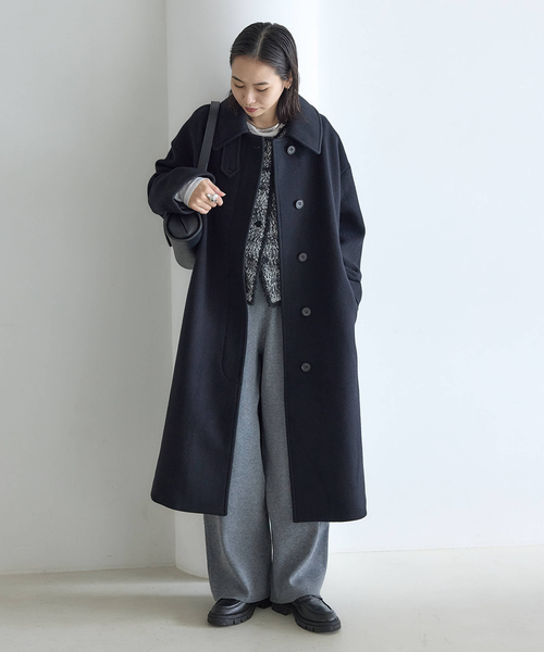 JOURNAL STANDARD（ジャーナルスタンダード）の「《追加3》スーパー140ビーバーステンカラーコート（ステンカラーコート・レディース・ブラック/ブラックミックス/ベージュ系その他/グレー・FREE）」の9枚目の写真