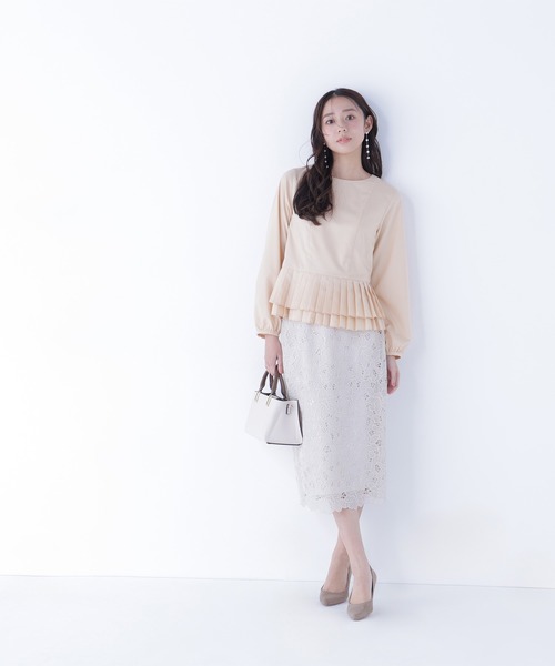 NATURAL BEAUTY BASIC（ナチュラルビューティーベーシック）の「◇フラワーレースタイトスカート（スカート・レディース・ブルー/チャコールグレー/ネイビー/ベージュ・MEDIUM/SMALL）」の13枚目の写真