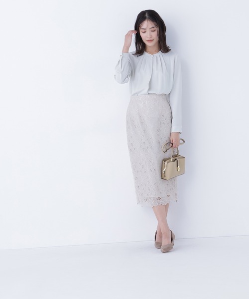 NATURAL BEAUTY BASIC（ナチュラルビューティーベーシック）の「◇フラワーレースタイトスカート（スカート・レディース・ブルー/チャコールグレー/ネイビー/ベージュ・MEDIUM/SMALL）」の20枚目の写真