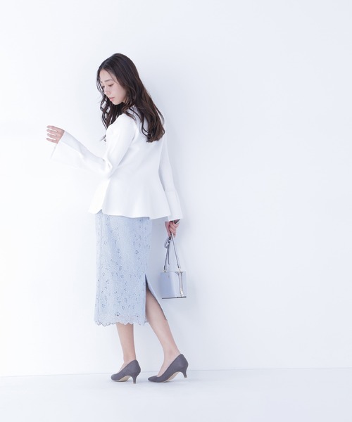 NATURAL BEAUTY BASIC（ナチュラルビューティーベーシック）の「◇フラワーレースタイトスカート（スカート・レディース・ブルー/チャコールグレー/ネイビー/ベージュ・MEDIUM/SMALL）」の22枚目の写真