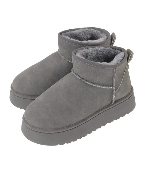 Green　Parks（グリーンパークス）の「・minia フェイクムートンショートブーツ（ブーツ・レディース・グレー/キャメル/ブラウン・M/L）」の14枚目の写真