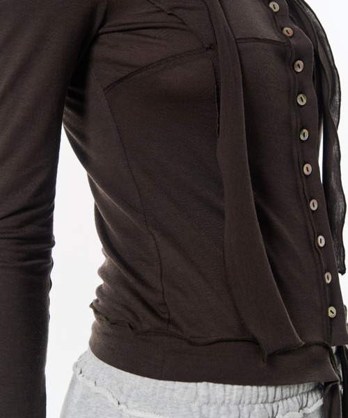 JOSE MOON（ジョゼムーン）の「SHEER CUT TIE CARDIGAN/シアーカットタイカーディガン（カーディガン/ボレロ・レディース・ブラック/ブラウン・FREE）」の6枚目の写真