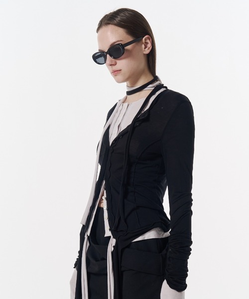 JOSE MOON（ジョゼムーン）の「SHEER CUT TIE CARDIGAN/シアーカットタイカーディガン（カーディガン/ボレロ・レディース・ブラック/ブラウン・FREE）」の17枚目の写真